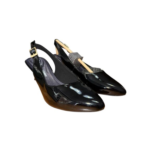 Rockport Total Motion Kaiya Sling Back - Black Patent Leather Women’s Size 6W - Picture 1 of 9